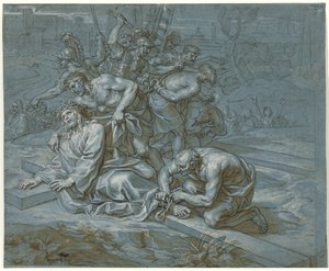 Krisztus levetkőzve a kereszten, 1680 körül (toll és tinta krétával és ceruza papíron)
