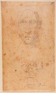Diomédész fejtanulmánya és vázlata Palladiusszal alkotó: Michelangelo (after) Buonarroti