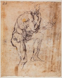 Akt tanulmány, másolat Naason lunettájáról alkotó: Michelangelo (after) Buonarroti