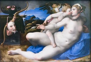Vénusz és Ámor, Michelangelo Buonarroti után (olaj a panelen)
