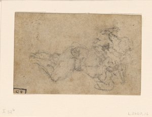 Michelangelo - Dávid és Góliát. Verso szabályozott építészeti tanulmányok, 1550-1556 körül, I, 32b.
