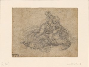 Michelangelo - Dávid és Góliát. Verso szabályozott építészeti tanulmányok, 1550-1556 körül, I, 32c.