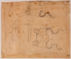 A San Giovanni dei Fiorentini építészeti alaprajza és alaprajzának részletei alkotó: Michelangelo Buonarroti