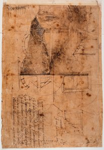 Autográf építészeti tanulmányok és költői töredékek alkotó: Michelangelo Buonarroti