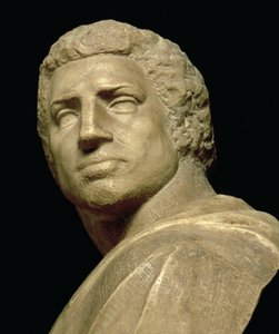 Brutus, a fej részlete Michelangelo Buonarroti 1475-1564 mellszobráról, 1539-40 körüli márványrészlet a 79848-ból