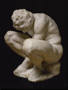 Guggoló fiú, 1530 és 1534 között. alkotó: Michelangelo Buonarroti