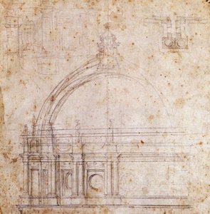Tervezési rajzok a vatikáni Szent Péter-bazilika kupolájához, Michelangelo (1475-1564), Olaszország terve