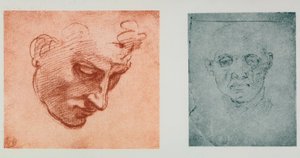 Egy arc elölnézete és egy profilban; Michelangelo rajzai. Casa Buonarroti, Firenze alkotó: Michelangelo Buonarroti