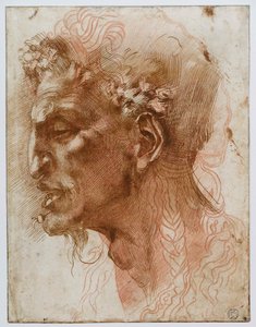 Egy szatír feje. alkotó: Michelangelo Buonarroti