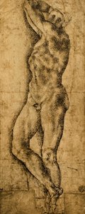 Férfi akt; Michelangelo rajza. Louvre, Párizs