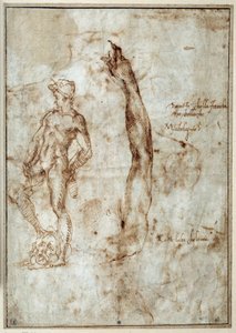 Akt tanulmány. Michelangelo Buonarroti dit Michelangelo (Michelangelo vagy Michel Ange alkotó: Michelangelo Buonarroti