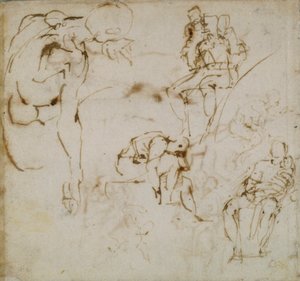 Oldal egy vázlatfüzetből, c1490-1560 alkotó: Michelangelo Buonarroti