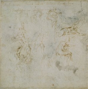 Recto: Nyolcfigurás tanulmányok. Verso: ábratanulmány, c1490-1560. alkotó: Michelangelo Buonarroti