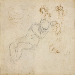 Recto: Nyolcfigurás tanulmányok. Verso: ábratanulmány, c1490-1560 alkotó: Michelangelo Buonarroti