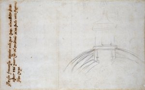 Vázlat a lámpás és a kupola összekapcsolásáról, valamint egyéb tanulmányok Szent Péterről, 1490-1560 alkotó: Michelangelo Buonarroti