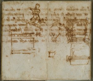Kisebb építészeti vázlatok és egy kis ábratanulmány, 15. század vége – 16. század eleje alkotó: Michelangelo Buonarroti
