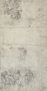 Tanulmány az utolsó ítélethez (toll és ceruza papíron) (fordítva) alkotó: Michelangelo Buonarroti