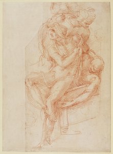 Tanulmány Lázárról és két kísérőfiguráról (piros kréta papíron) alkotó: Michelangelo Buonarroti