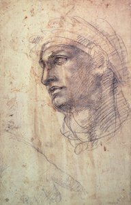 Egy fej tanulmányozása (szén papíron) alkotó: Michelangelo Buonarroti