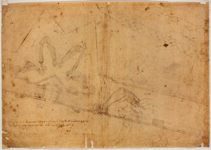 Más kézzel készített figuratanulmány és kézzel írt felirat alkotó: Michelangelo Buonarroti