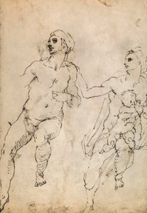 Néhány meztelen figura tanulmányozása; Michelangelo rajza. Louvre, Párizs alkotó: Michelangelo Buonarroti
