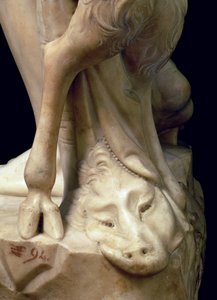 Bacchus részegsége, párducfej részlete, Michelangelo Buonarroti szobra 1475-1564, 1496-97 márvány részlet az 52672-ből