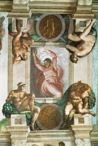 A Sixtus-kápolna; mennyezeti freskók restaurálás után (freskó) alkotó: Michelangelo Buonarroti