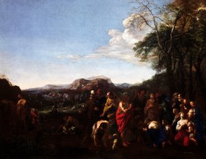 Keresztelő János prédikációja, Michelangelo Cerquozzi Michelangelo delle Battaglie (1602-1660), olaj, vászon, 76x100 cm.