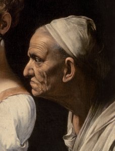 Részlet a szolgáról Judith és Holofernestől, 1599 alkotó: Michelangelo Merisi Caravaggio
