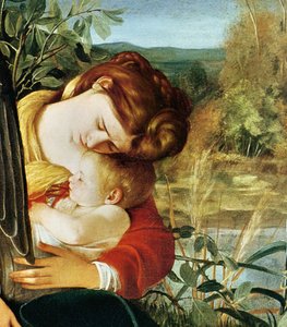 Pihenjen az Egyiptomba meneküléskor (részlet: 1603) alkotó: Michelangelo Merisi Caravaggio