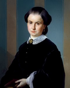 Hölgy portréja könyvvel, Michelangelo Pittatore (1825-1903), olaj, vászon, 71x56 cm. alkotó: Michelangelo Pittatore