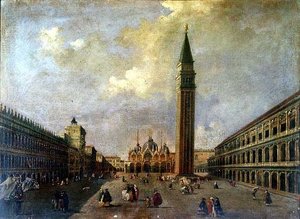 Szent Márk tér a Campanile-val (olaj) alkotó: Michele (attr. to) Marieschi