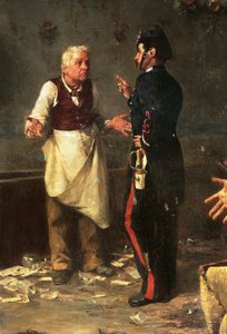 Részlet a Trastevere-i Trumps vagy Brawl játékból, amelyben rendőr és fogadós látható alkotó: Michele Cammarano