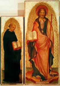 Szent Jakab szentekkel, Szent Jakab és Filippo Benizzi részlete, 1450 körül (tempera a táblán arannyal) (256989 részlet)