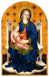 A Madonna és a gyermek trónol,