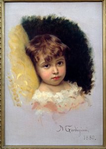 Michel Gordigiani (1830-1909) gyermekportré festménye, 1880 Firenze, Modern Művészetek Múzeuma alkotó: Michele Giordigiani