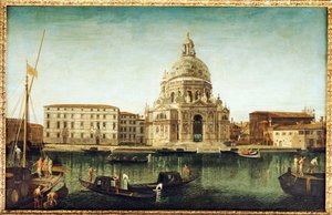 Santa Maria della Salute, Velence, felvonókkal a Canal Grandén alkotó: Michele Marieschi