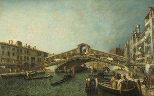 Rialto híd, Velence, 1740 körül (olaj, vászon) alkotó: Michele Marieschi