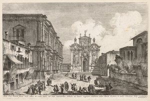 Velence látképe: Campo S. Rocco, 1741. alkotó: Michele Marieschi