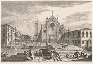 Velence látképe: Campo dei Frari, 1741. alkotó: Michele Marieschi
