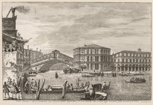 Velence látképe: Rialto hídja és piaca, 1741. alkotó: Michele Marieschi