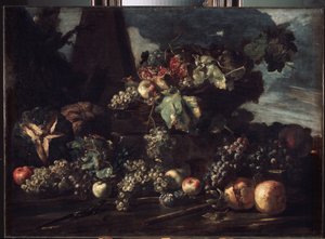 "Csendélet szőlővel" Michelangelo Pace da Campidoglio (1610-1670) festménye 1650-1660 Méret: 98x134 cm Ermitázs Múzeum, Szentpétervár