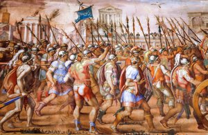 Lucius Aemilius Paulus konzul diadala Perseus macedóniai király felett (részlet), 1570 körül (freskó) alkotó: Michele and Rocchetti Jacopo Alberti