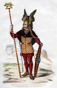 Gallia főnök csataruhában, zászlót hordozó, 1882-1884. alkotó: Michelet