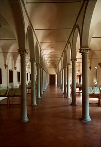A firenzei San Marco (Szent Márk) kolostor könyvtára, Olaszország. Michelozzo di Bartolommeo Michelozzi, Michelozzo Michelozzi (Firenze 1396-1472) építészete