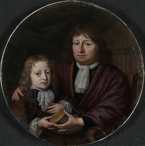 Isaac Pontanus és Hendrik van Beek kettős portréja Isaac Pontanus (1625-1710) aranyérmet adományoz unokájának, Hendrik van Beeknek alkotó: Michiel van Musscher (signed by artist)