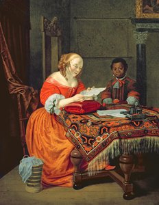 Egy nő, aki feketével levelet olvas, 1670