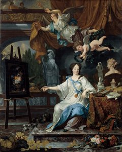 Egy művész allegorikus portréja műtermében, 1675-1685 körül