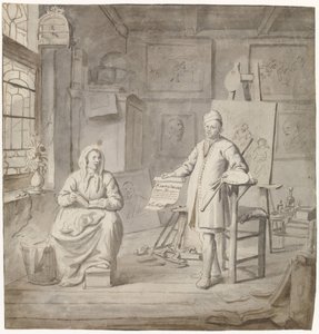 Michiel Comans festő és harmadik felesége, Elisabeth van der Mersche a stúdióban