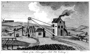 „Sketch of the Harrington Mill Pitt Colliery”, Durham megye, 19. század eleje alkotó: Middlemist